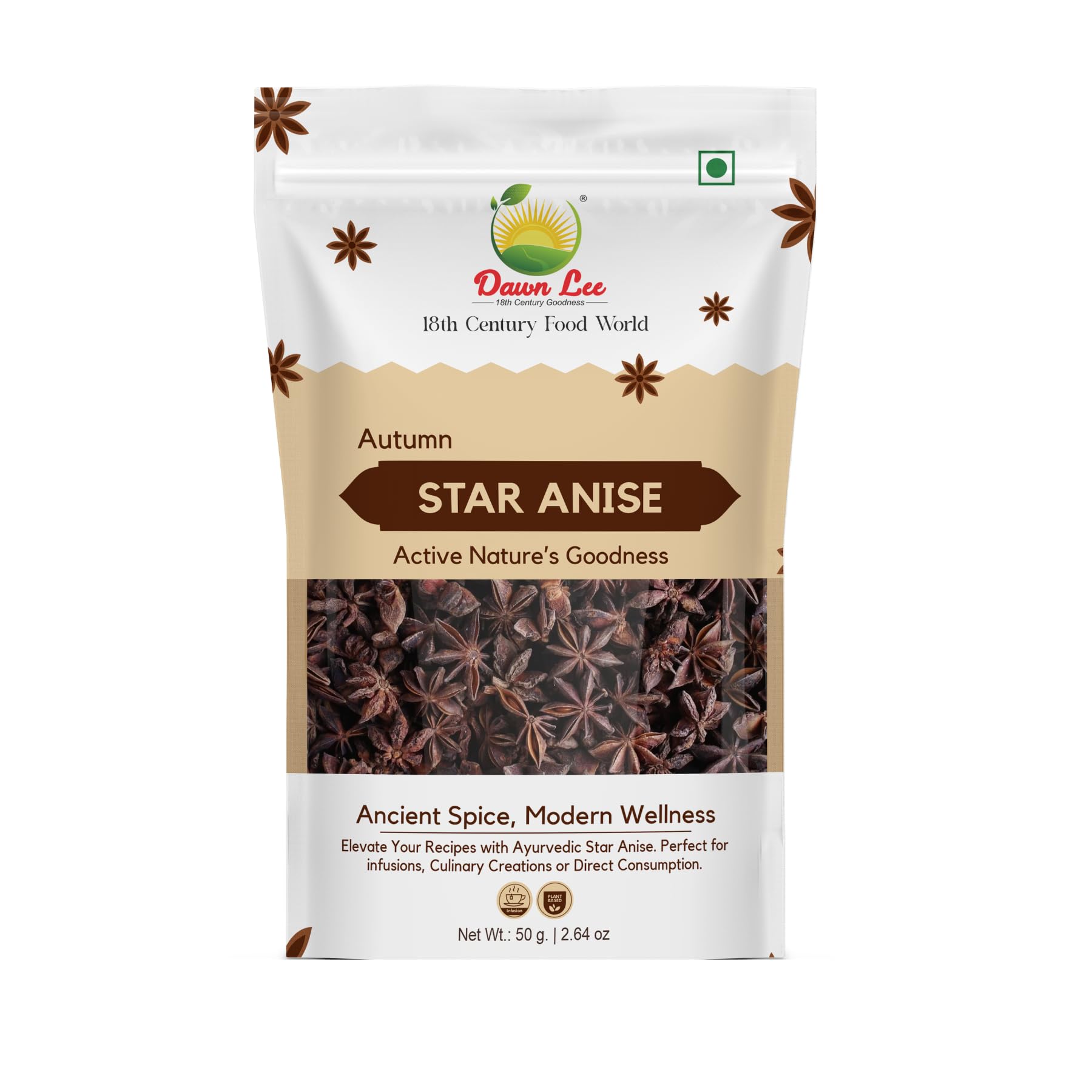 Dawn Lee Star Anise / Chakri Phool Whole badhiyan चकरी फूल बाधीयाँन फूल Spice Natural with Oil and no Added Colour awn
