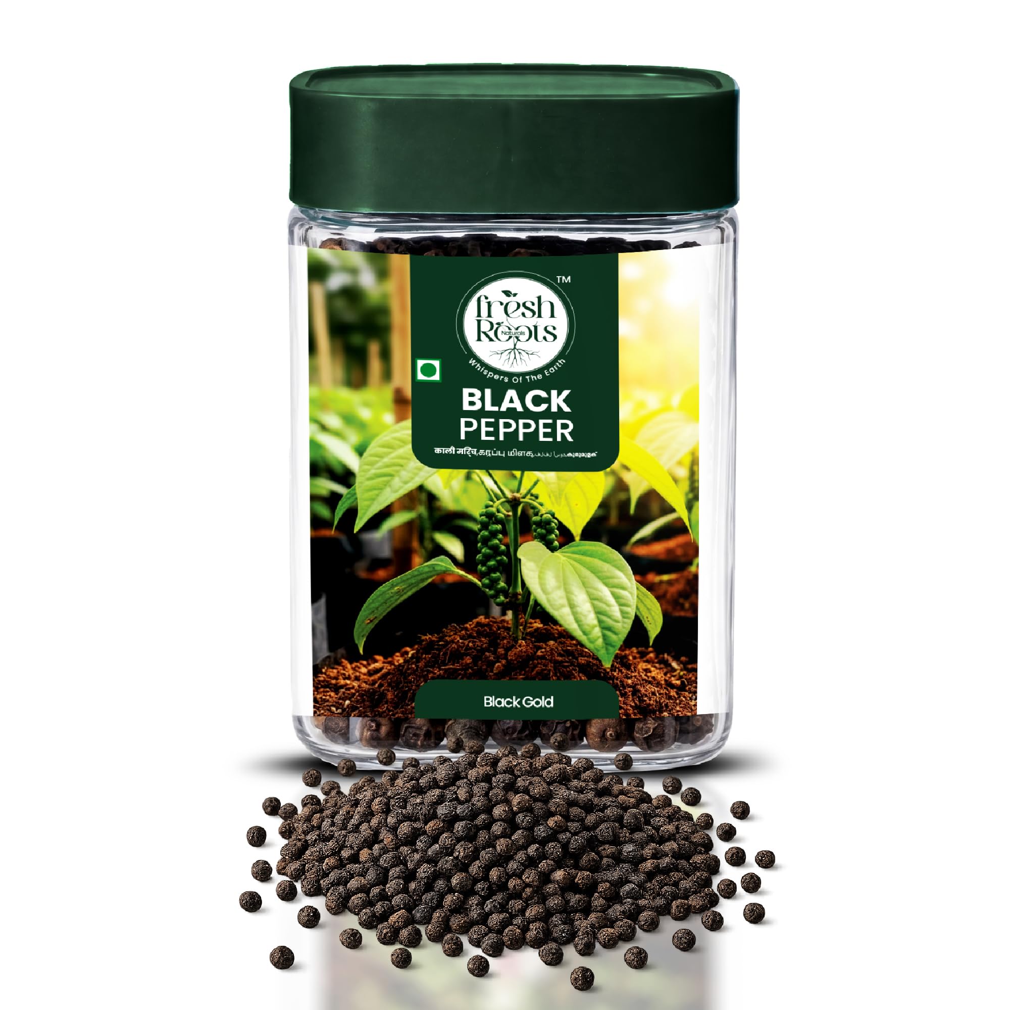 Fresh Roots Naturals Whole Black Peppercorns 150g|Malabar Idukki|Kali Mirch