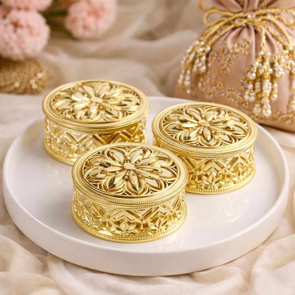 SATYAM KRAFT 6 Pcs Golden Acrylic Decorative Gift Boxes