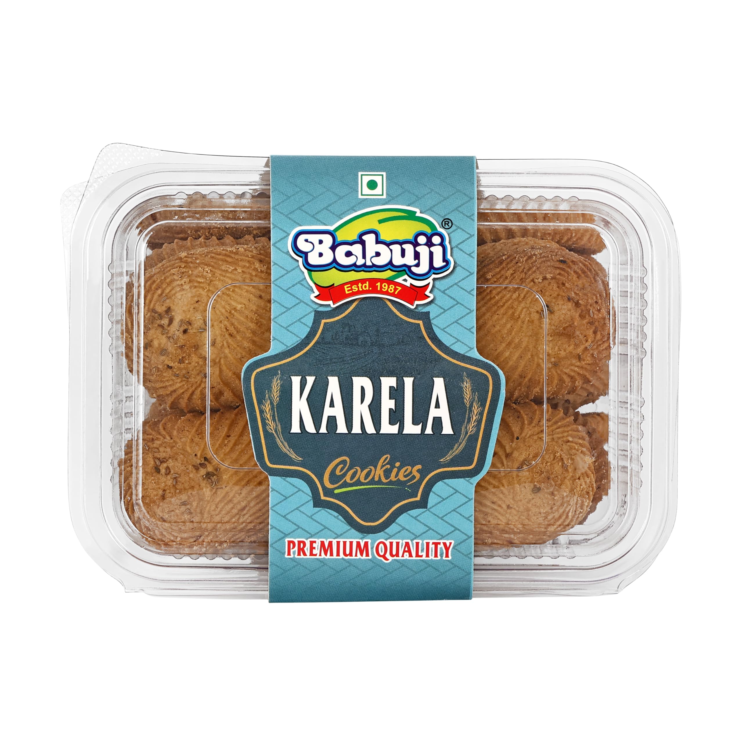 Babuji Karela Cookies, Premium Quality, Crunchy Biscuits with Rich Flavour, Traditional Indian Snack 300 gram
