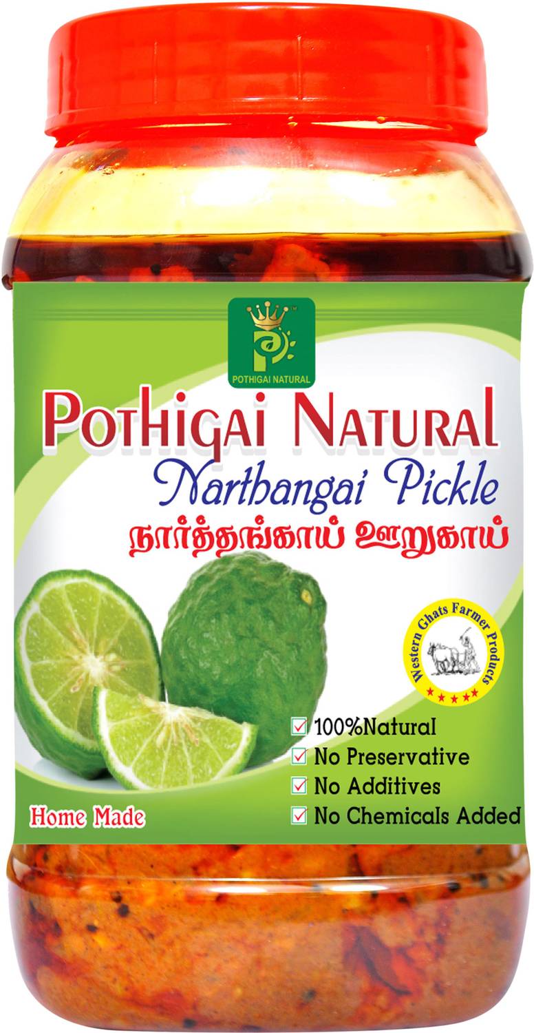 POTHIGAI NATURAL Citron/Narthangai Pickle 500g Pure Home Made Pickle / Made with Wooden Cold Pressed Gingelly Oil / No
