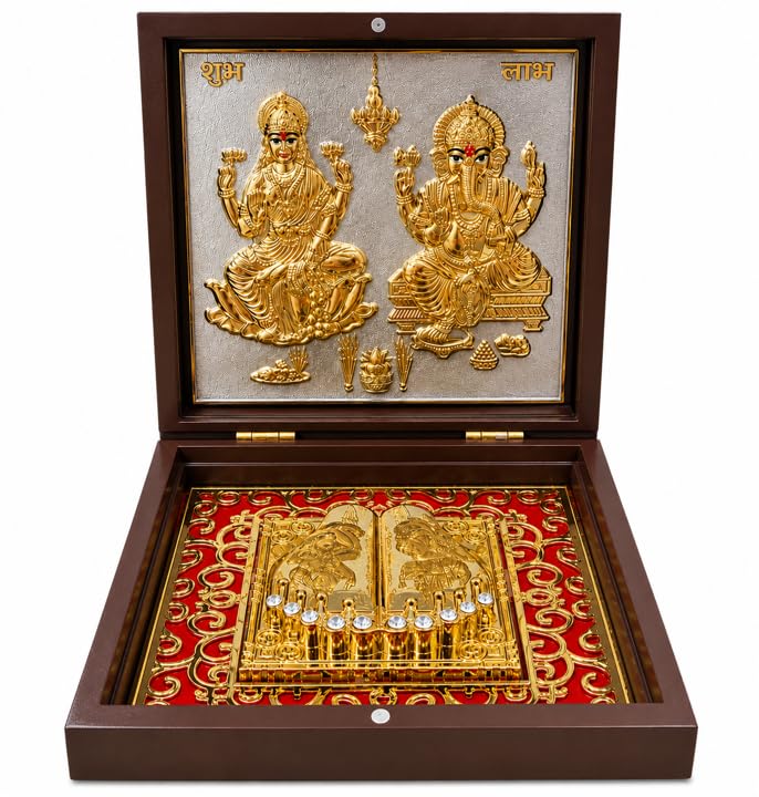 24k Gold Plated Shree Lakshmi Ganesh Pooja Box