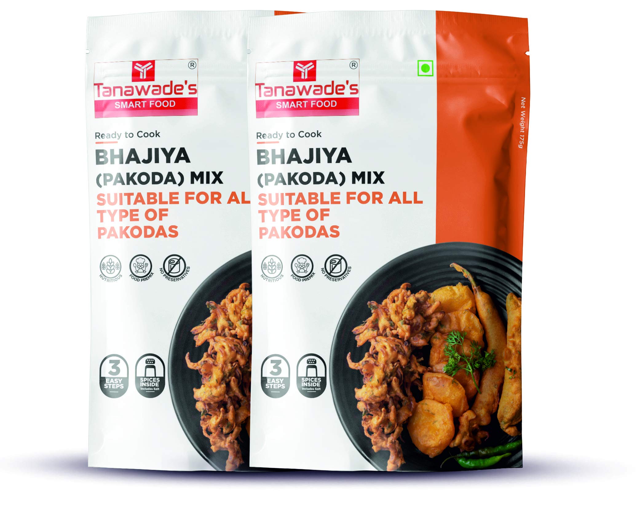 Tanawade’s Smart Food Instant Bhajia (Pakoda) Mix – Pack of 2 • No Preservatives • Ready-to-Cook Crunchy Homestyle
