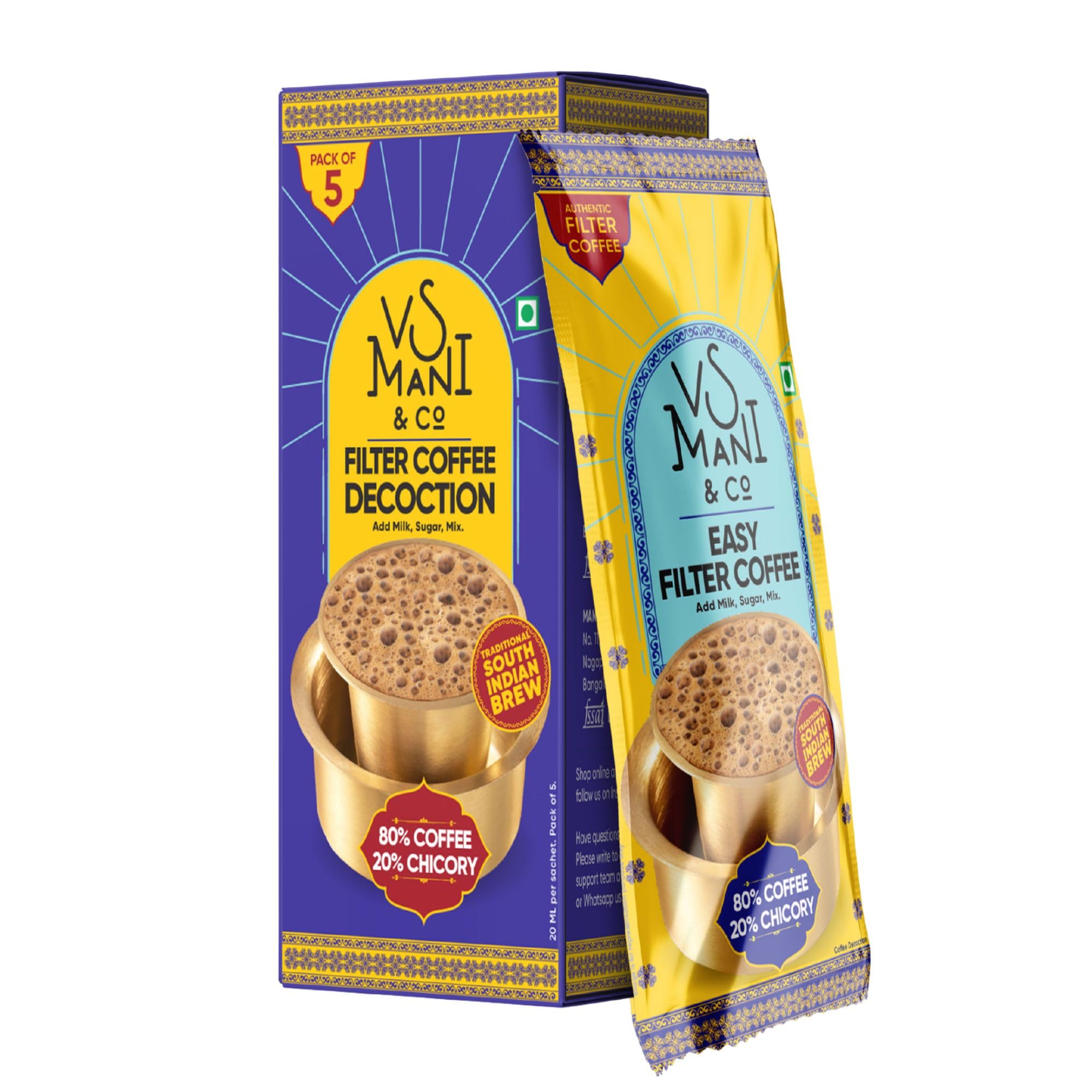 VS Mani & Co Filter Coffee Decoction - Arabica Dark Roast, Strong and Aromatic Instant Filter Coffee Liquid