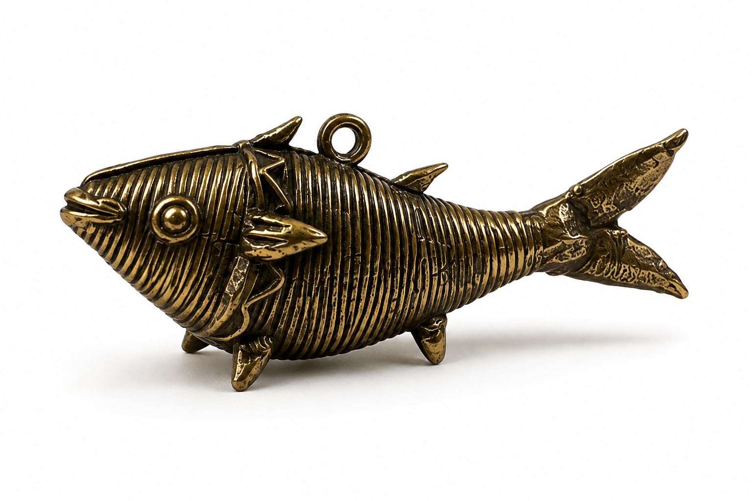 **Karma Store 4 Inch Dhokra Brass Fish Figurine – Handcrafted Decorative Fish Statue for Home & Office Décor