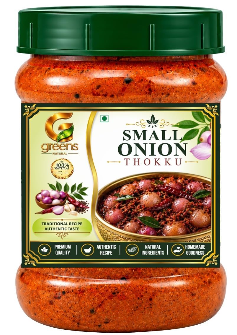 greens Natural Small Onion Thokku 300g Pack of 1 Traditional South Indian Vengayam Thokku Authentic Spicy Onion Thokku