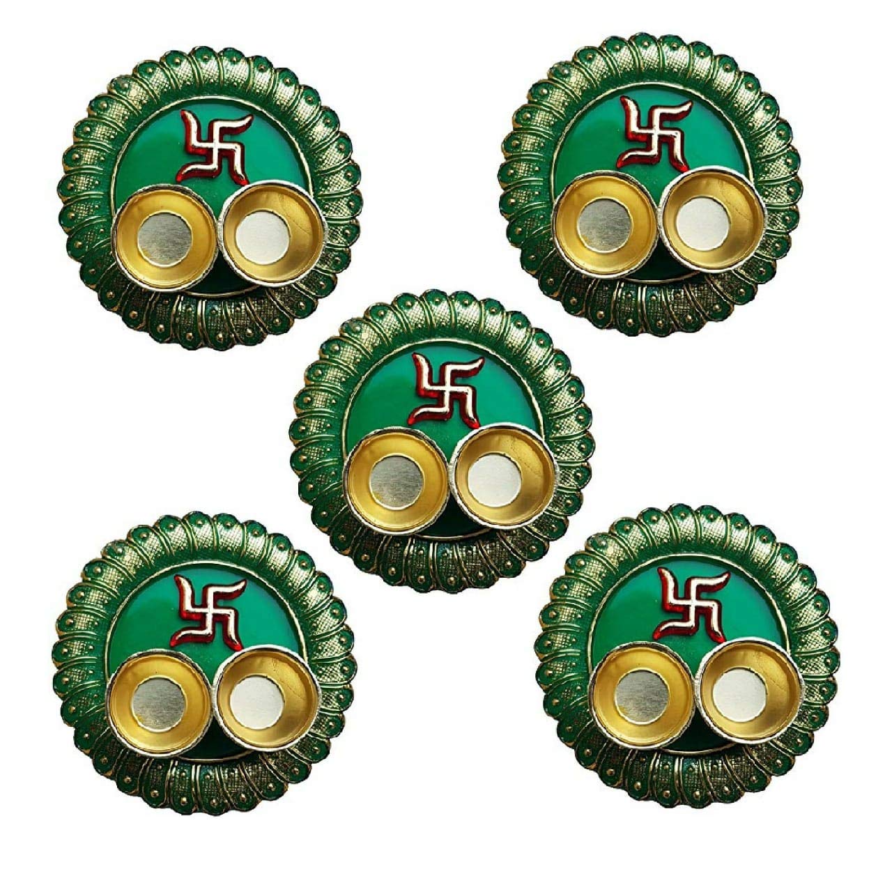 031 Designer Decorated Diya BHAIDOOJ, Engagement Platter, Festive Diwali Pooja Floating Plate/THALI Pack of