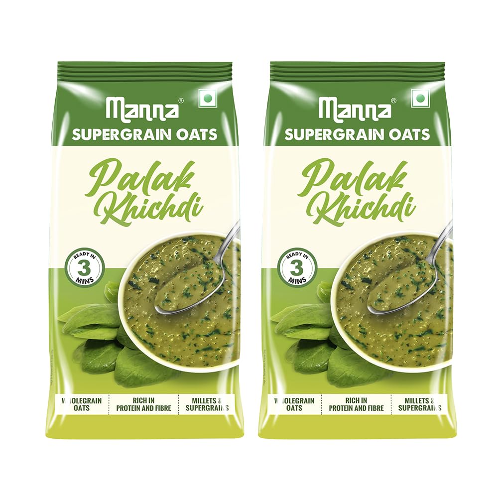 Manna Masala Oats 900g, Palak Khichdi, Rich in Protein and Fibre, No palm oil, Artifical Colors or preservatives.