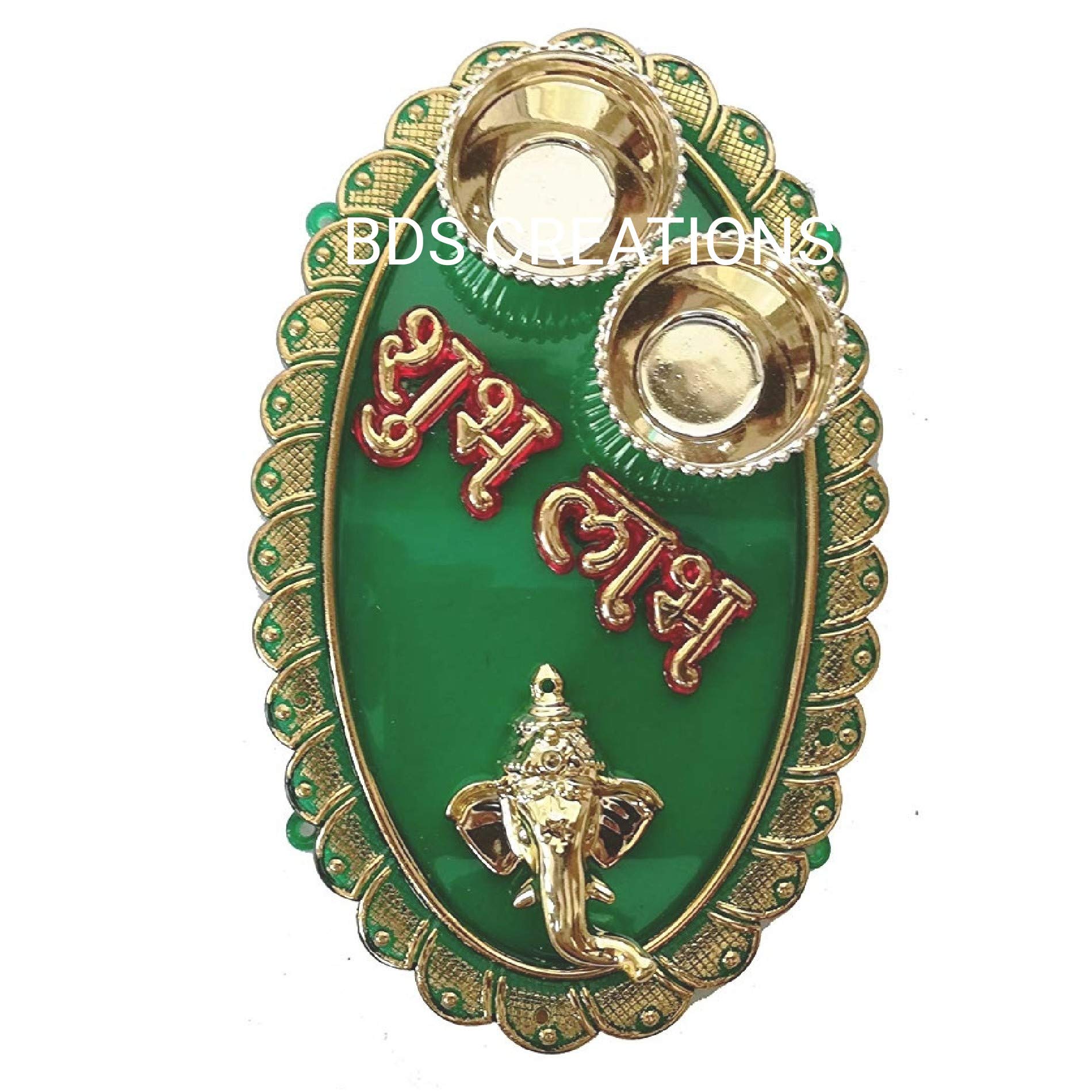 035 Green Designer Decorated Diya BHAIDOOJ, Engagement Platter, Festive Diwali Pooja Floating Plate/THALI Pack of