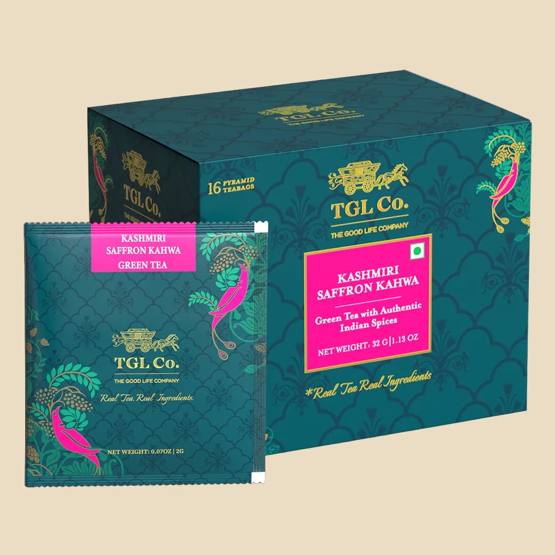 TGL Co. Kashmiri Saffron Kahwa Green Tea (16 Tea Bags)