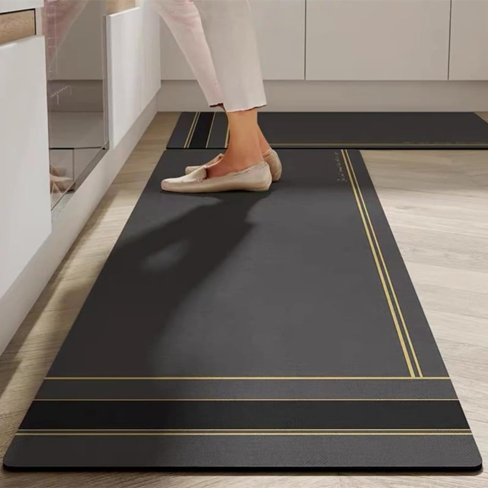 Wazdorf Anti Fatigue Kitchen Floor Rug Set (Rubber, Black)