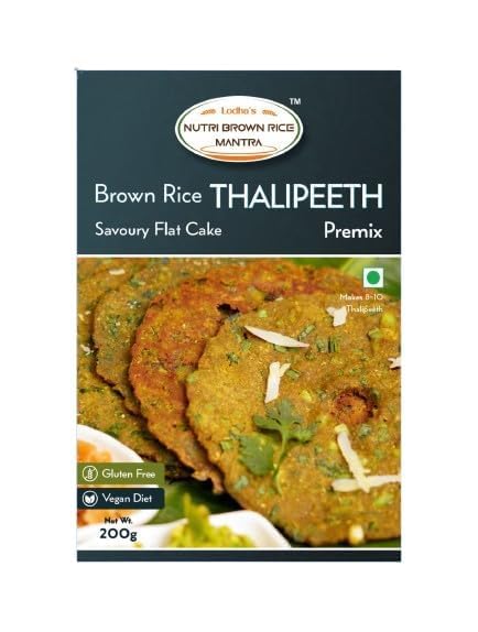 BROWN RICE Thalipeeth Ready To Eat,Rosted, Not Fried Thalipeeth Savory Flat Cake Premix, 200g, Gluten Free, Vegan
