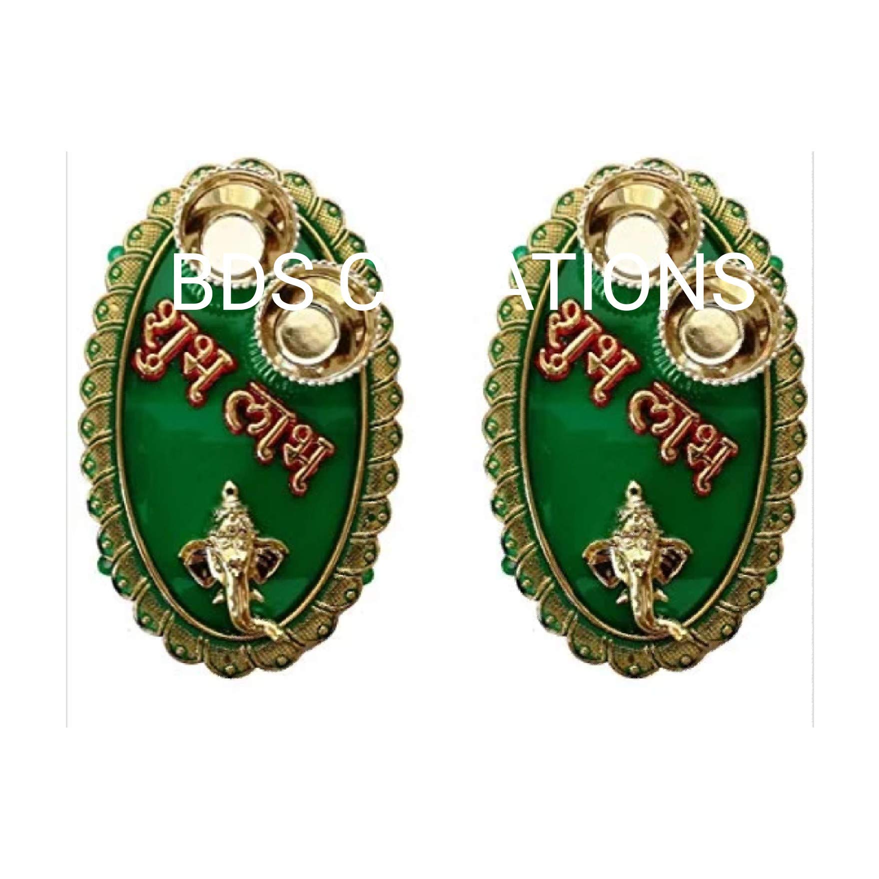 018 Green Designer Decorated Diya BHAIDOOJ, Engagement Platter, Festive Diwali Pooja Floating Plate/THALI Pack of