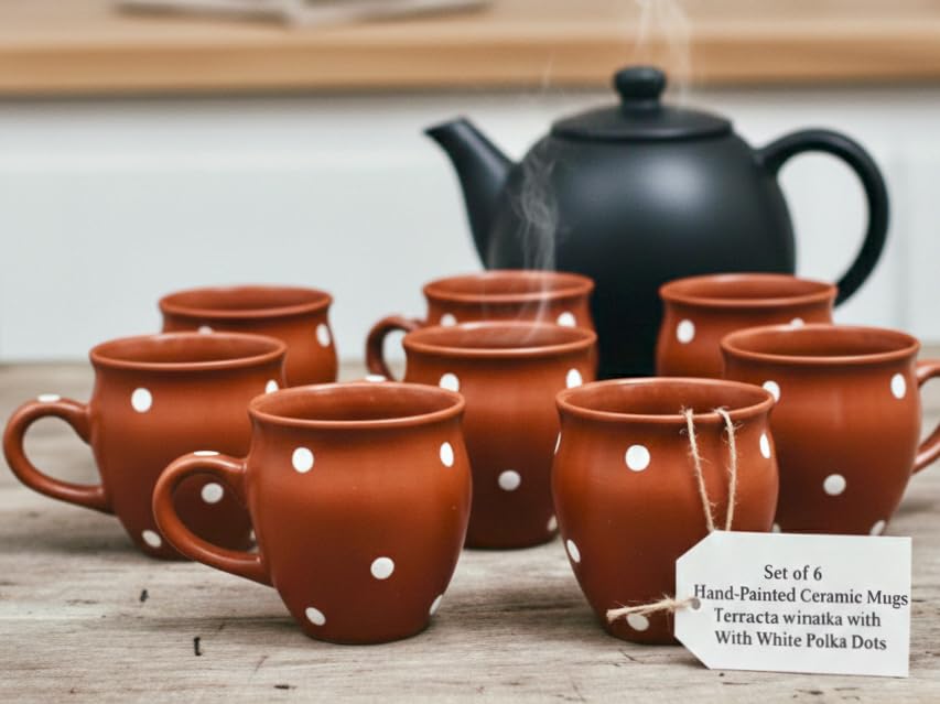 Exclusive (Hand-Painted Traditional Kullads Set of 6) - Ceramic kulhad Mugs Tea Cups Sets Ceramic Coffee Cups Sets