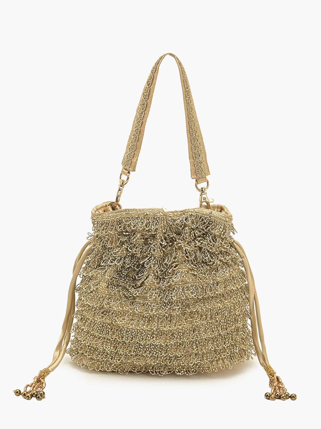 BohoGirl Women Embellished Tasselled Potli Bag