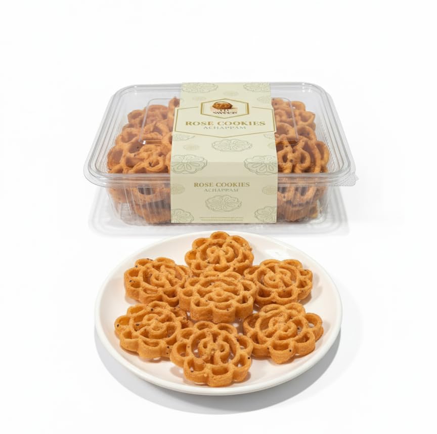 CM Sweets Rose Cookies Large Size 250g (Achappam, Achu Murukku, Chakri, Namkeen) Authentic Kerala