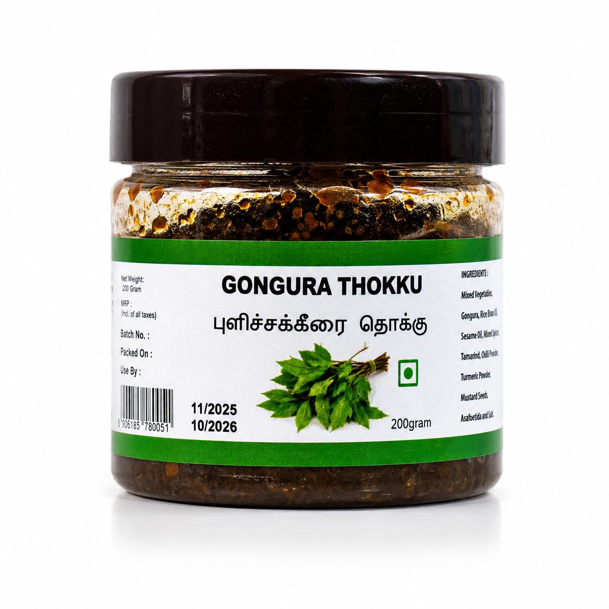 Farmer Uncle Gongura Thokku 200 GM, Pulicha Keerai Thokku