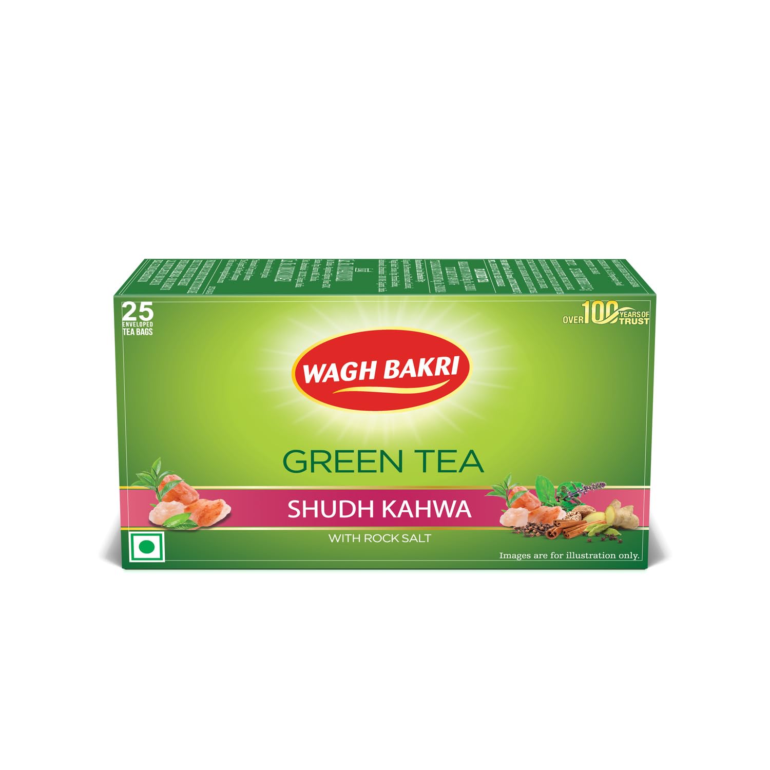 Wagh Bakri Green Tea Shudh Kahwa Tea Bag, 25 Tea Bag*2.5G