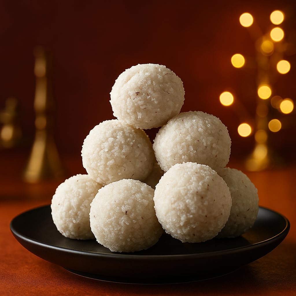 BANGLARMISTI Chinir Narkel Naru - Traditional Bengali Sweets, Homemade white Coconut Laddoo, Nariyal Laddu