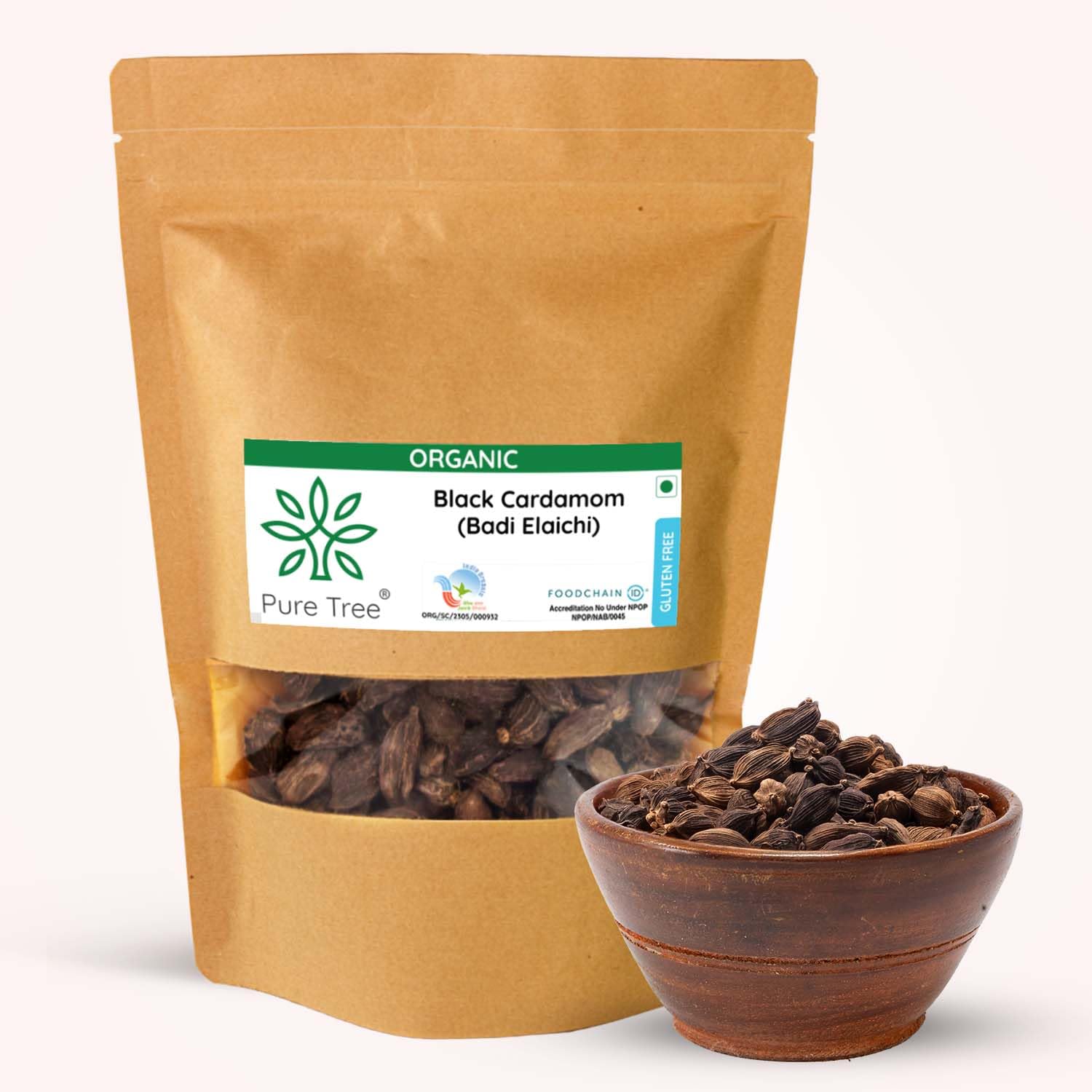 Pure Tree Certified Organic Black Cardamom Whole