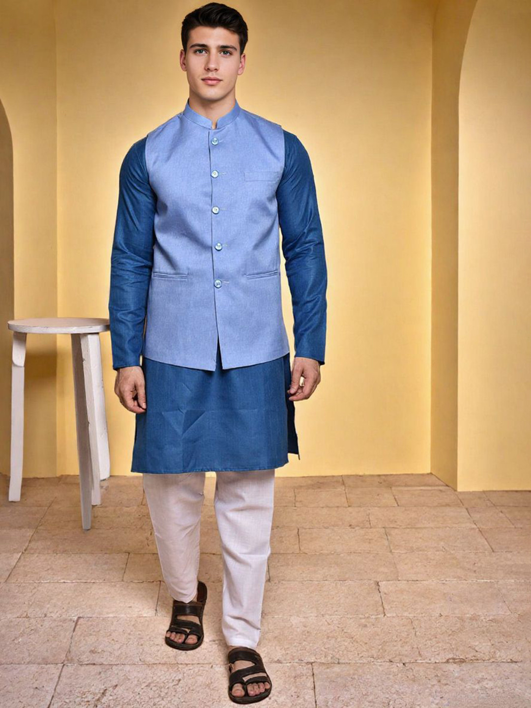 PRINTINDIA Men Regular Kurta with Trousers & Nehru jacket