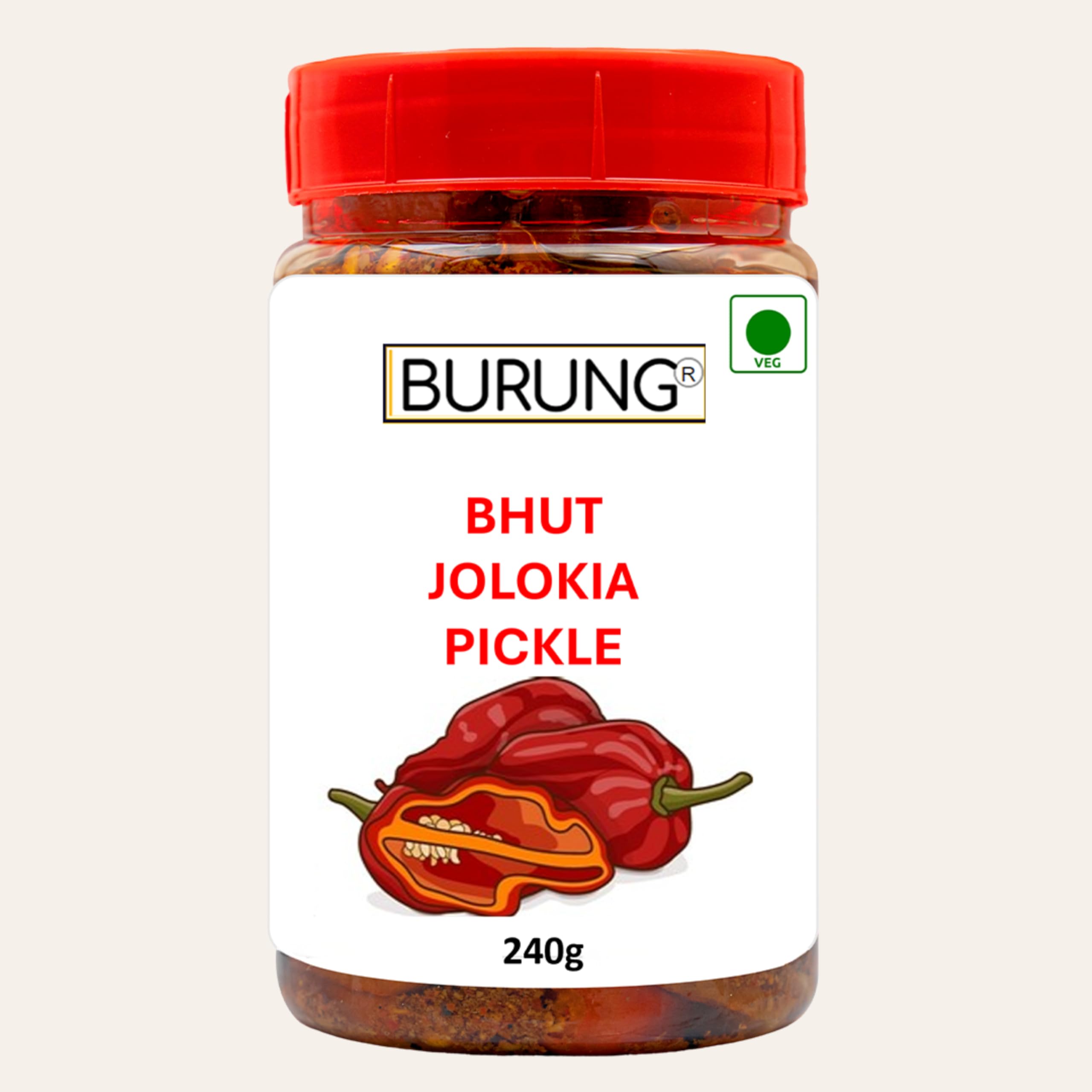 Burung Bhut Jolokia Pickle, 240g, Pure Veg