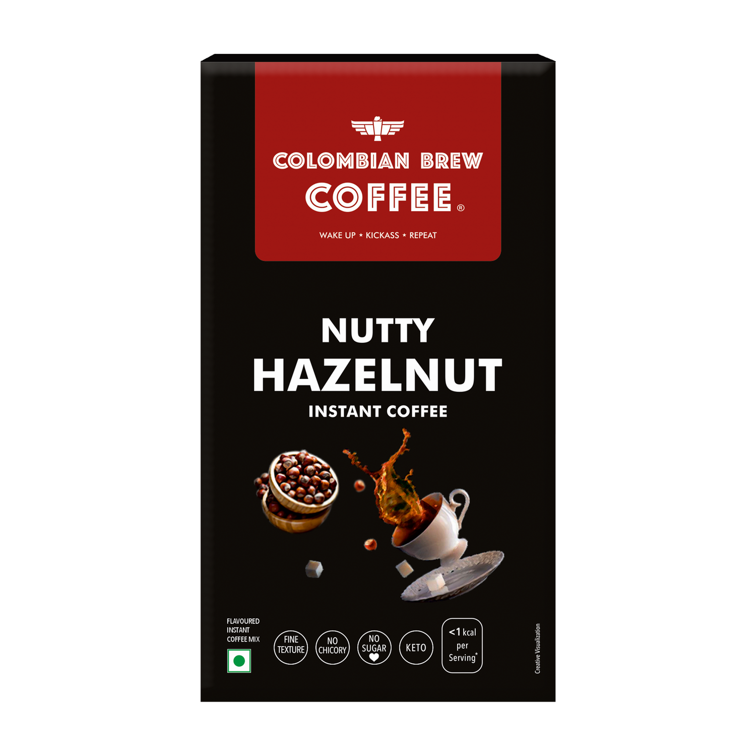 Colombian Brew Hazelnut Instant Coffee, No Sugar Vegan, 50gm Instant Coffee