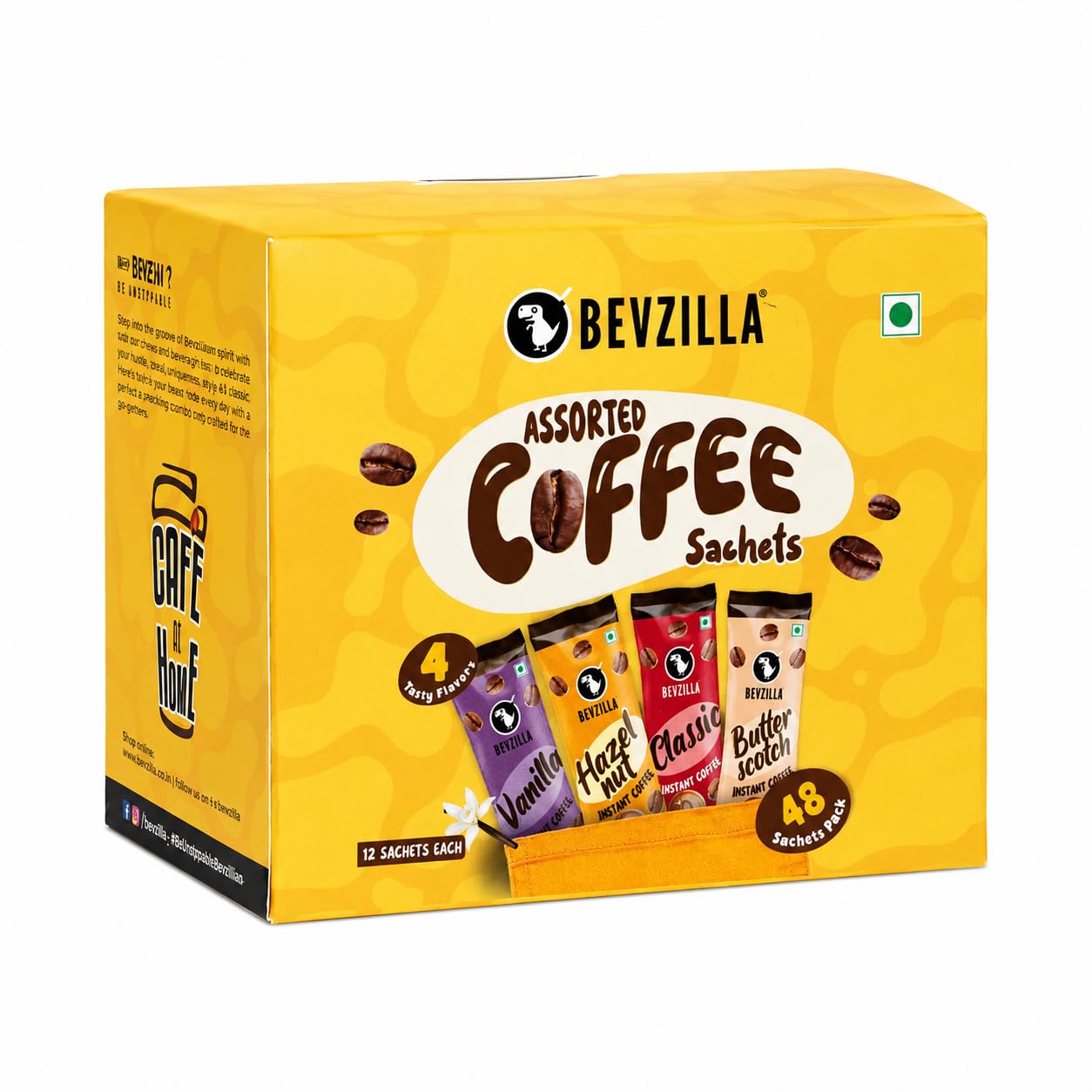 Bevzilla 48 Instant Coffee Powder Sachets (4 Flavours)