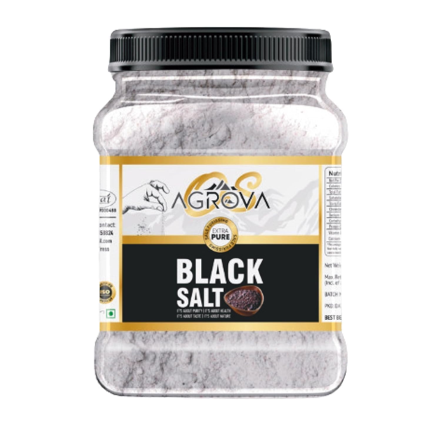 OS Agrova Authentic Black Salt 1kg Pure and Natural Kala Namak, Rich in Minerals for Enhanced Flavor