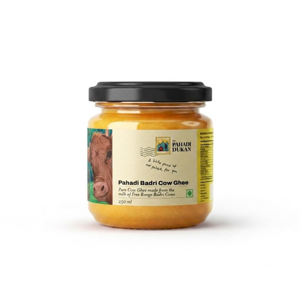 My Pahadi Dukan A2 Badri Cow Ghee 250ml, Traditional Himalayan Bilona Desi Ghee, Free-Range Uttarakhand Pahadi Cows