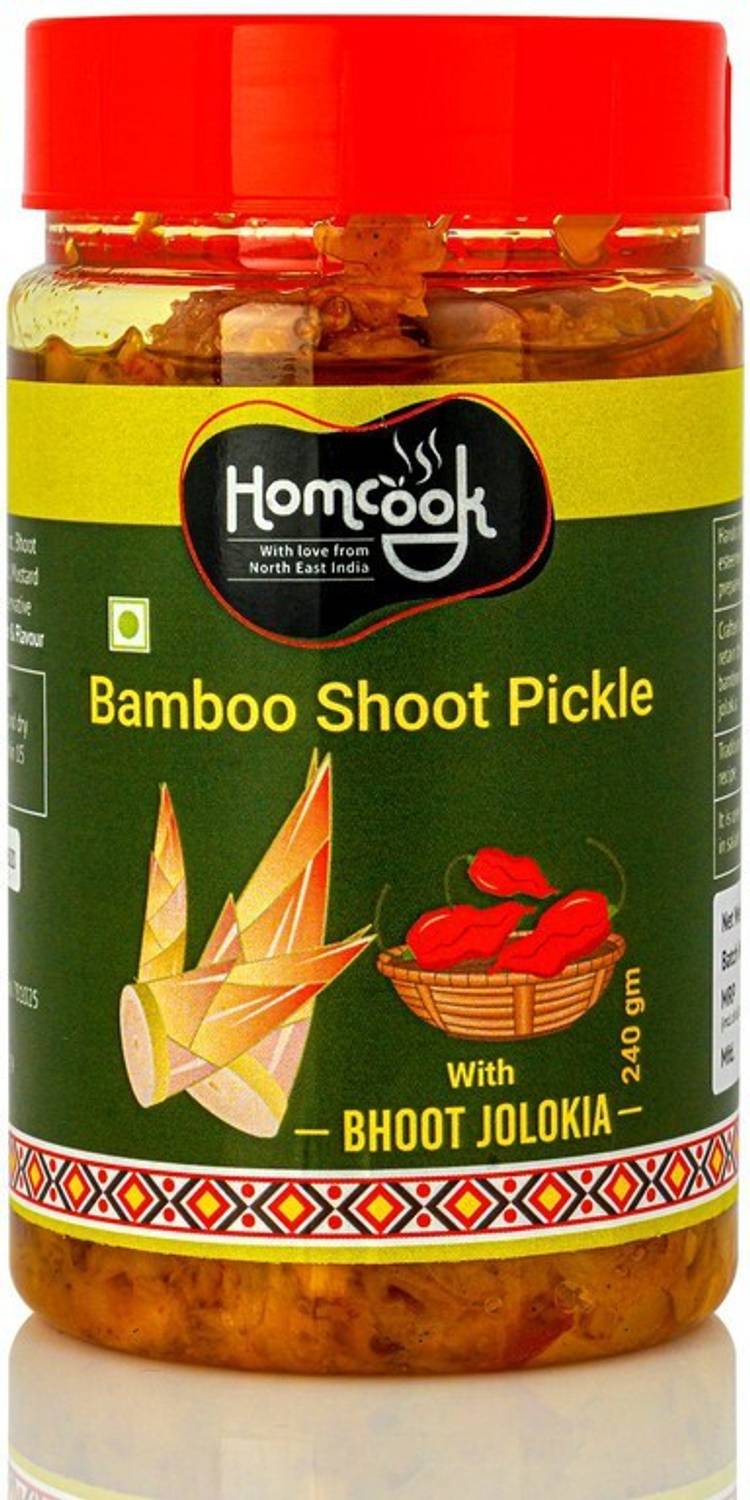 Homcook Bamboo Shoot Bhut Jolokia King Chilli Pickle from Northeast 240G Bamboo Pickle