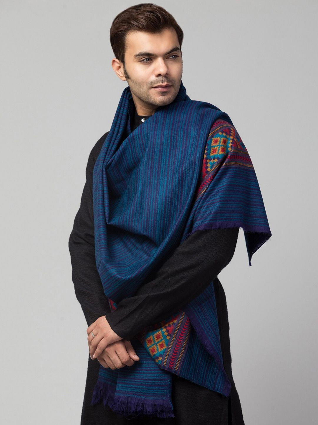 Tweedle Kullu Woven Design Acrylic Shawl