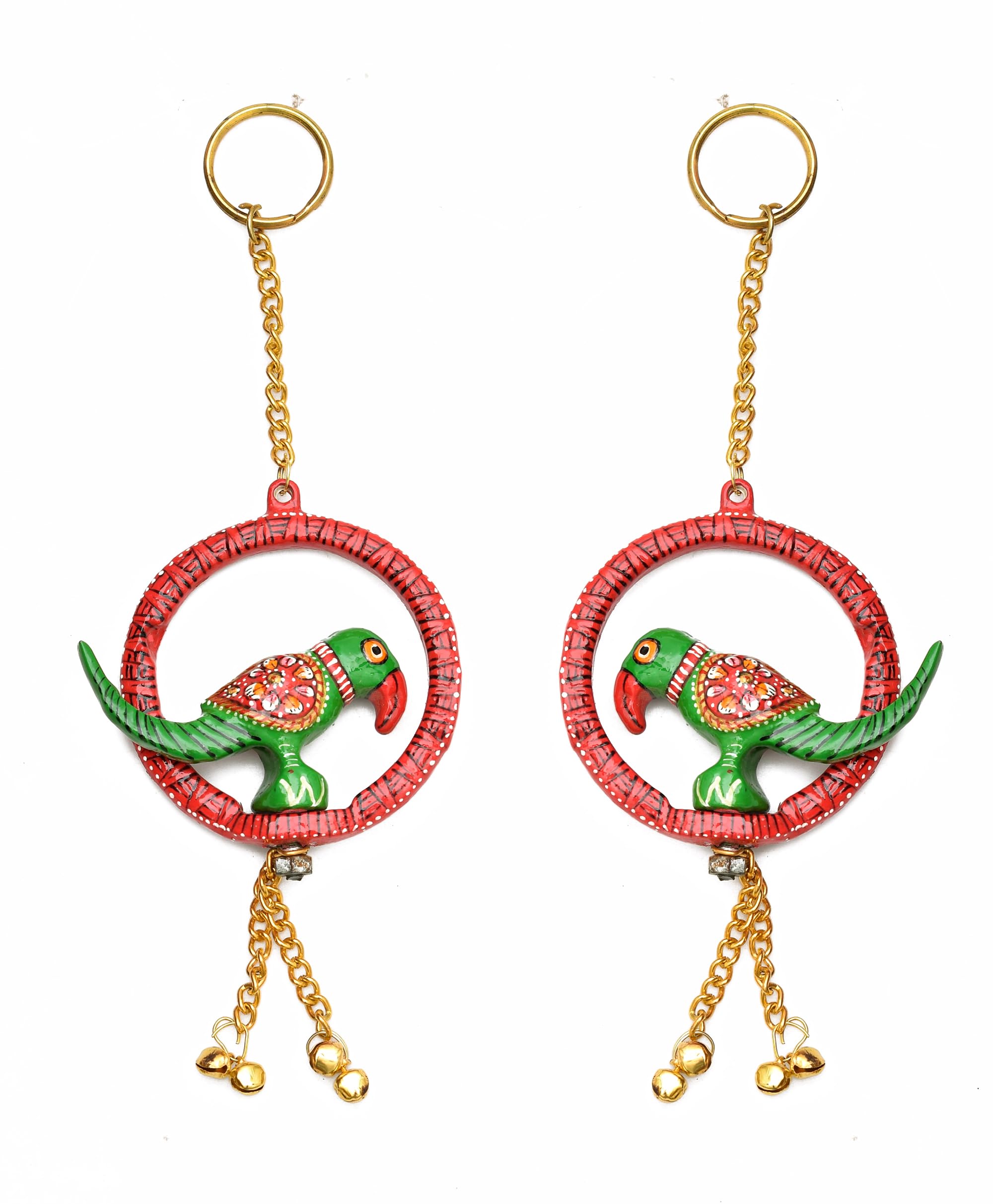 Nirmal Handicrafts Metal Meenakari Parrot Hanging Decor