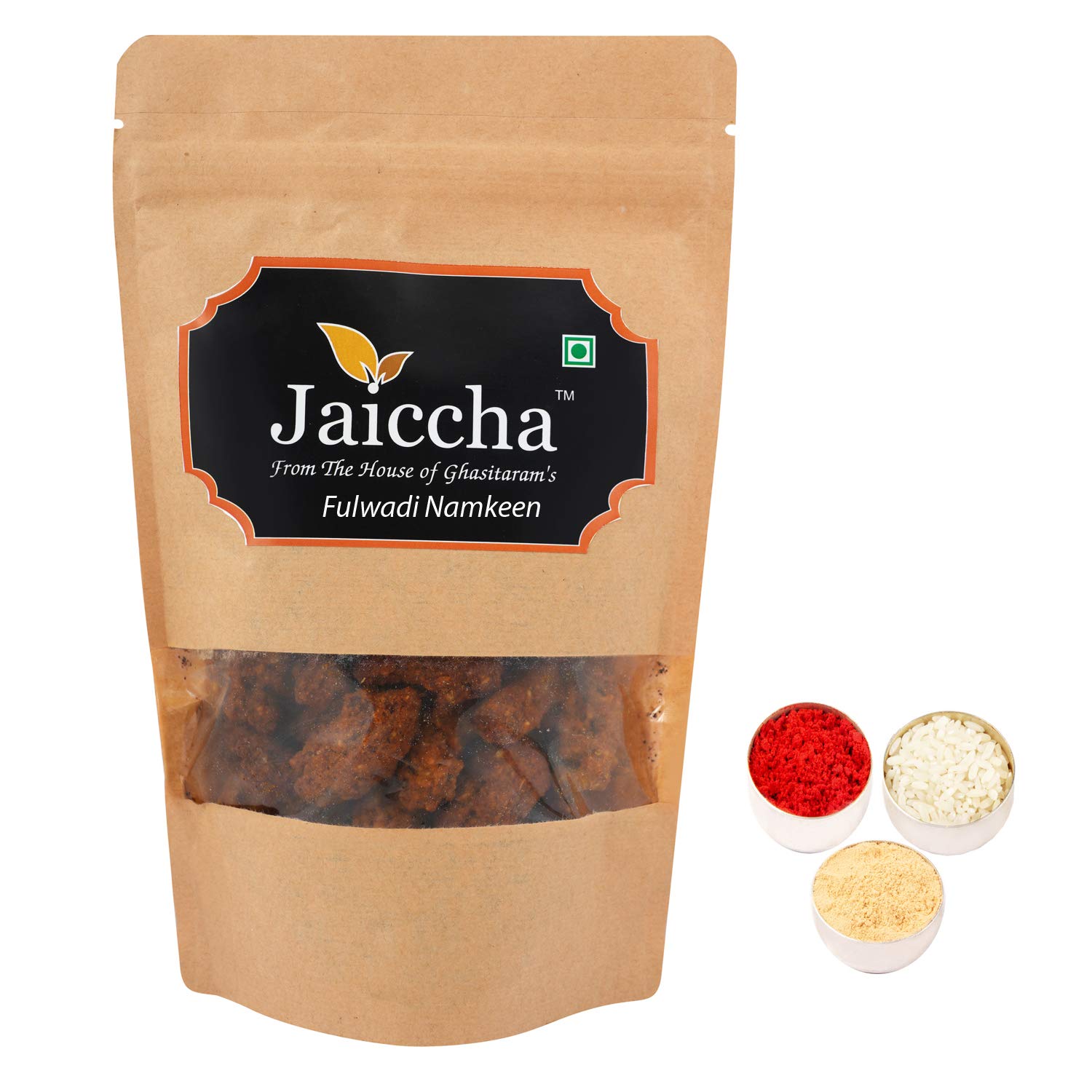 Jaiccha Ghasitaram Bhaidooj Gifts - Fulwadi Namkeen 200 GMS in Brown Paper Pouch
