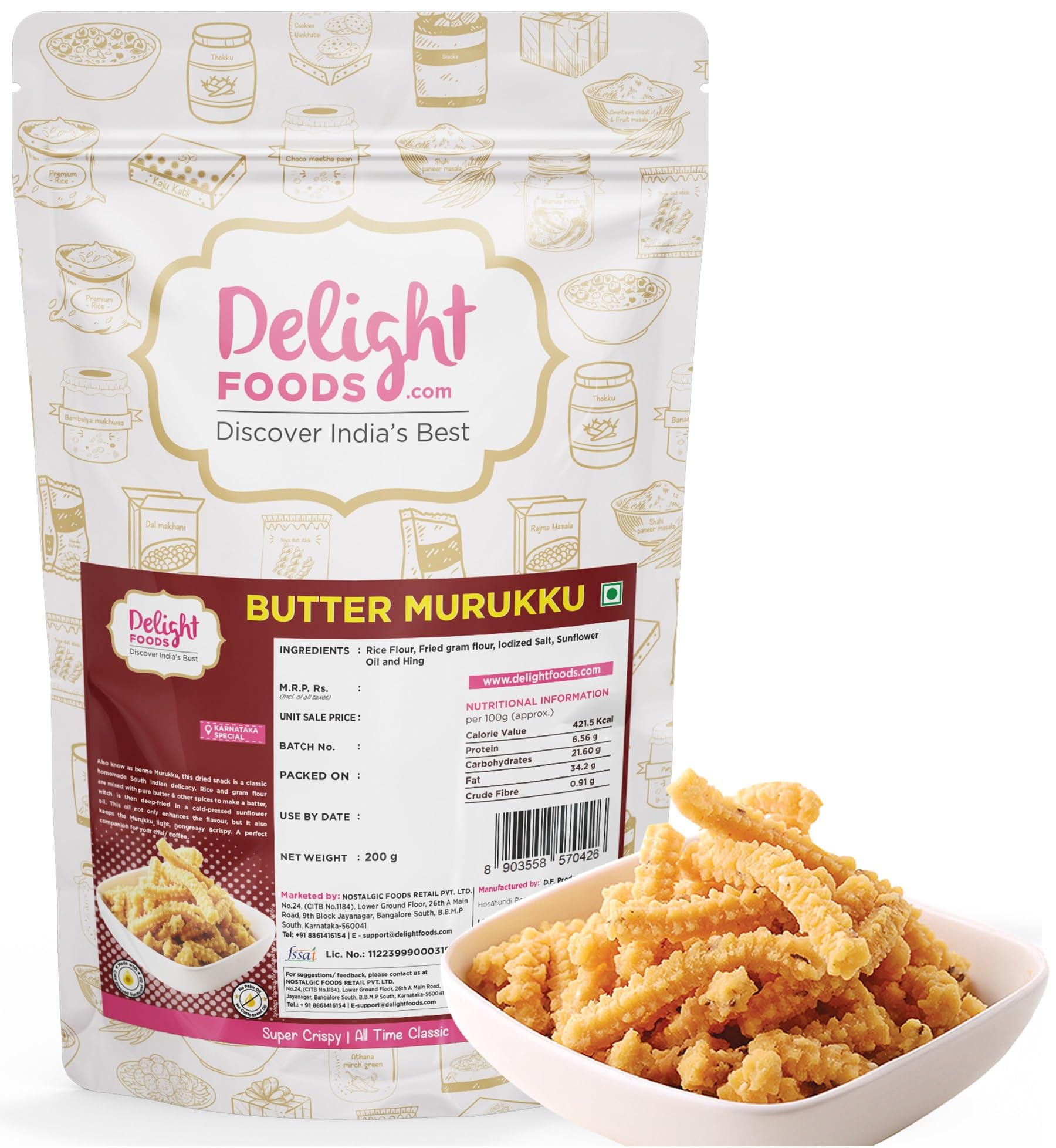 Delight Foods Fresh Butter Murukku Sticks
