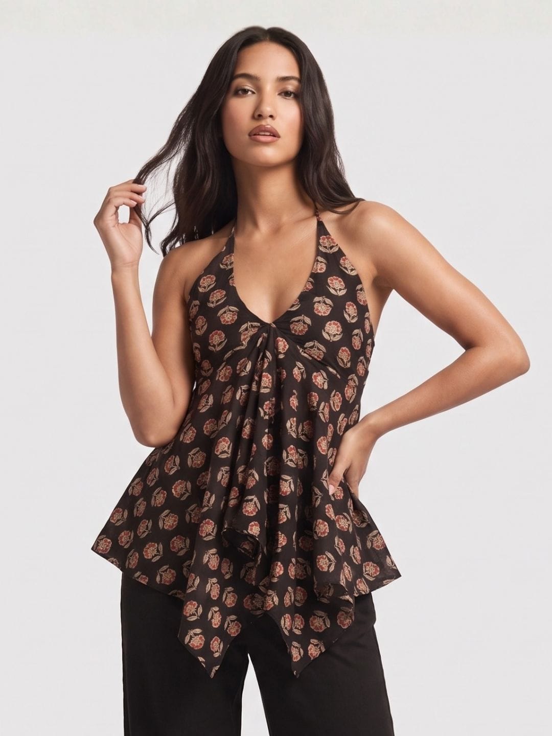 Saral Asymmetrical Tie - Up Top