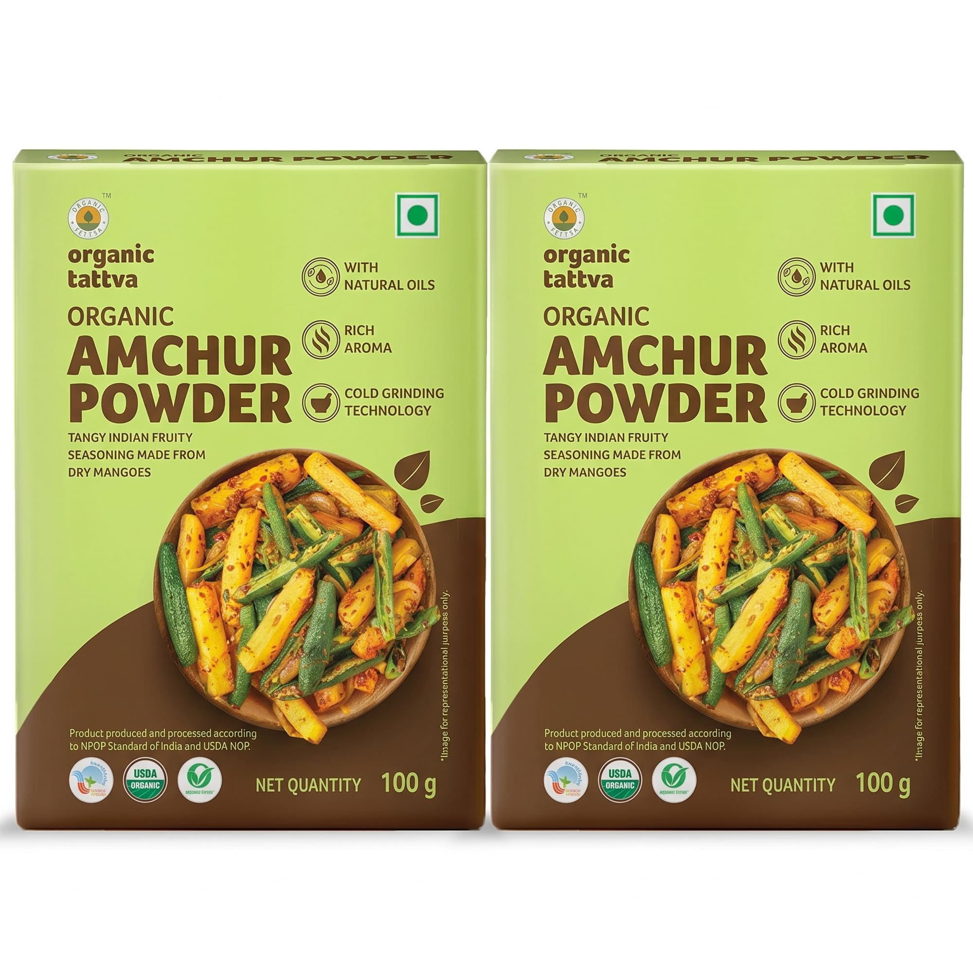 Organic Amchur (Dry Mango) Powder, Natural, Tangy Spice, 100g
