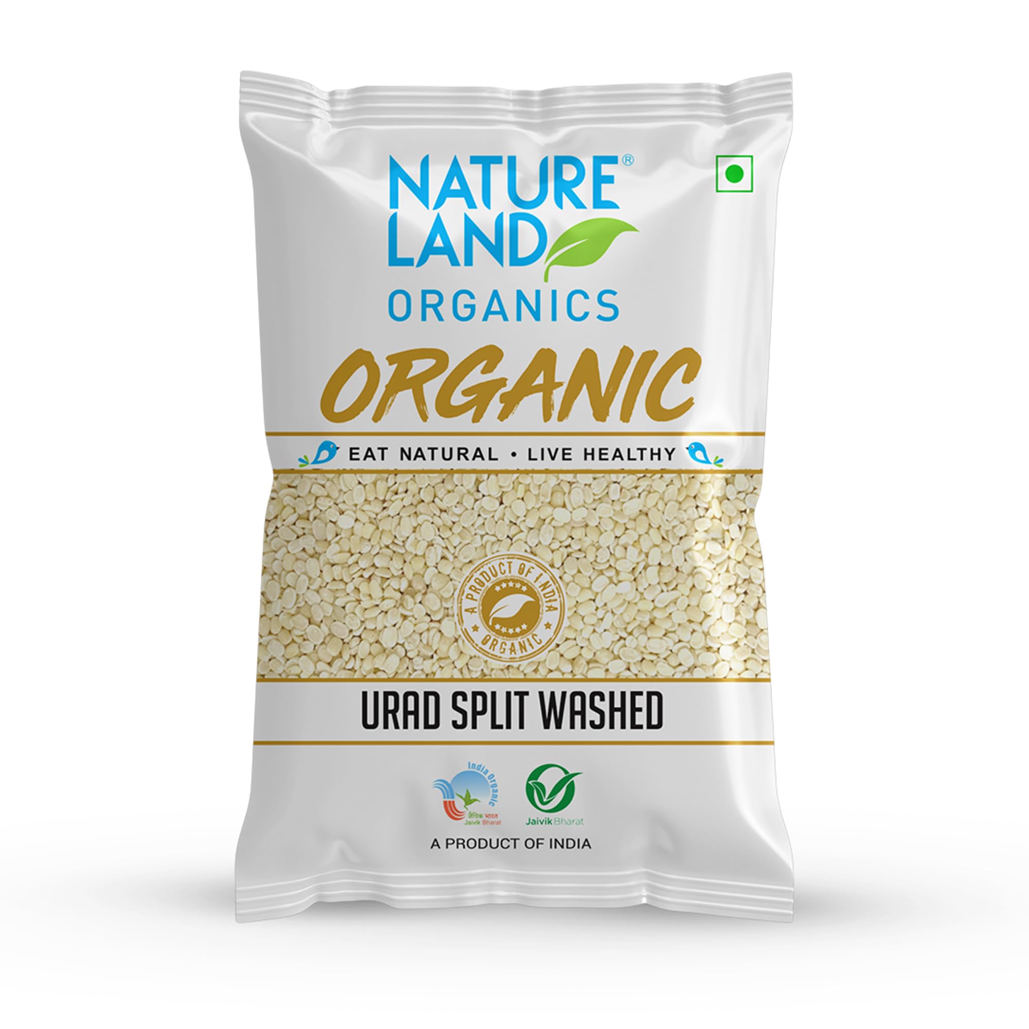 Natureland Organics Urad Dal/Split Washed 500 Gm - Organic Healthy Pulses
